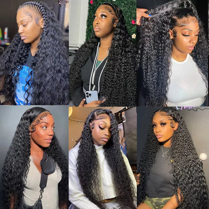 Transparent Lace Front Human Hair Deep Curly Wigs
