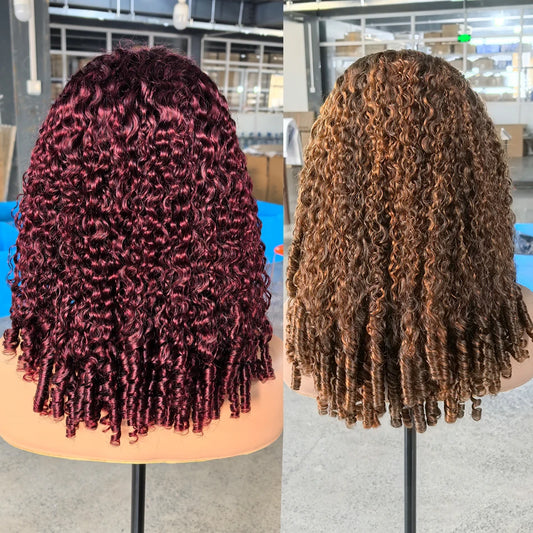 100% Burmese Curly Human Hair Wig With Sprial Curly Ends 5x5 Glueless Lace Closure Wigs Pre Plucked 300% Density Wear and Go Wig