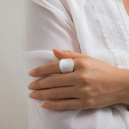 Irregular Chunky Big Geometric Gold Silver Color Rings for Women Men Personality Elastic Rope Connection Finger Rings
