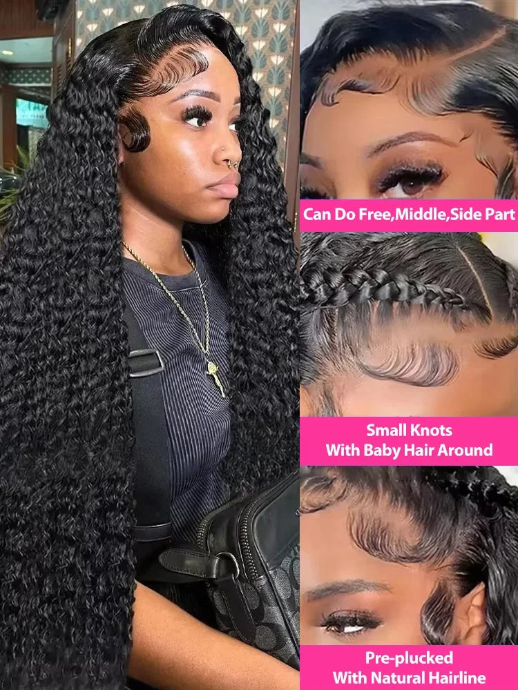 Deep Wave Frontal Wig Human Hair Brazilian Transparent Curly Wigs 13x6 Hd Lace Frontal Human Hair Wigs 360 Lace Wigs For Women