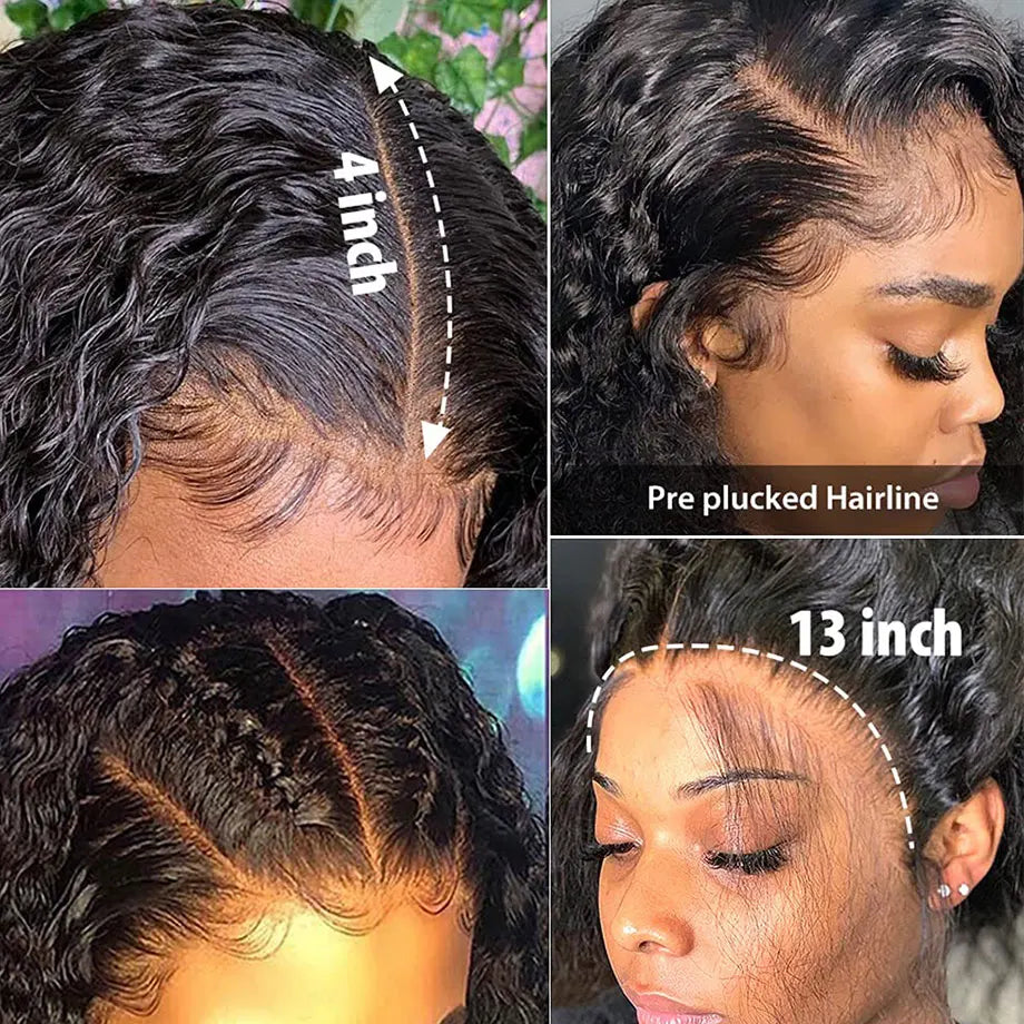 Deep Wave Frontal Wig 13x6 HD Lace Front Deep Curly Wigs Human Hair 220% 13x4 Pre Plucked Transparent Lace Wigs For Black Women
