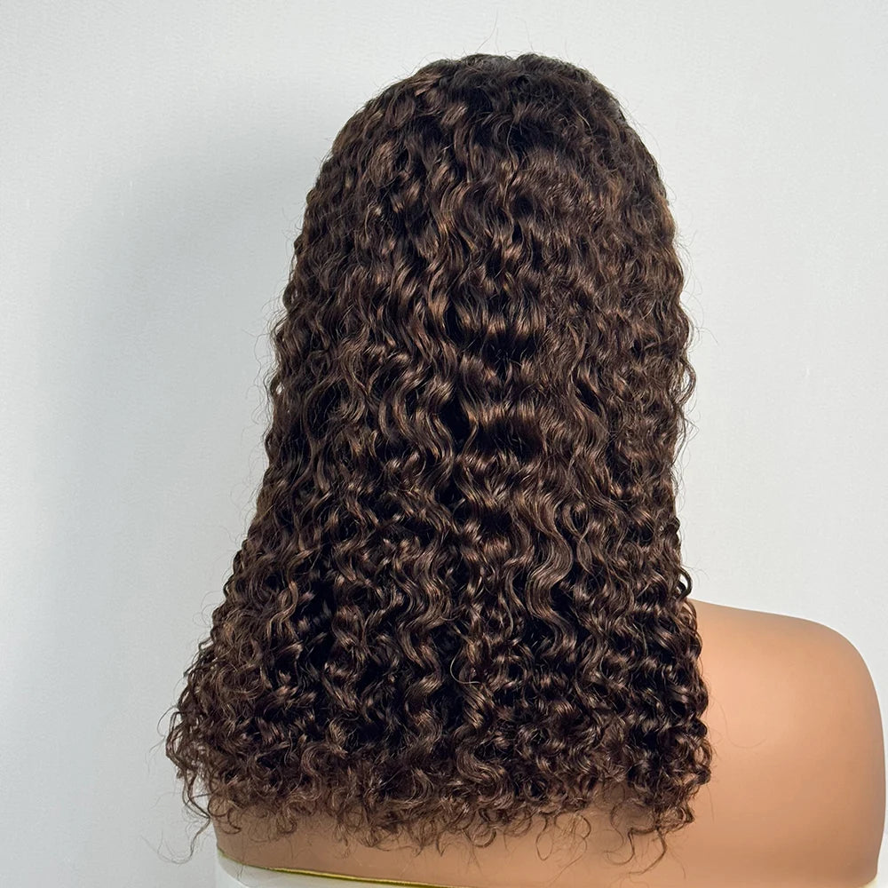 Double Drawn 250% Density Ombre 18 Inches Water Wave Curly Human Hair Wigs 13x4 Transparent Lace Frontal Hair Wig for Women