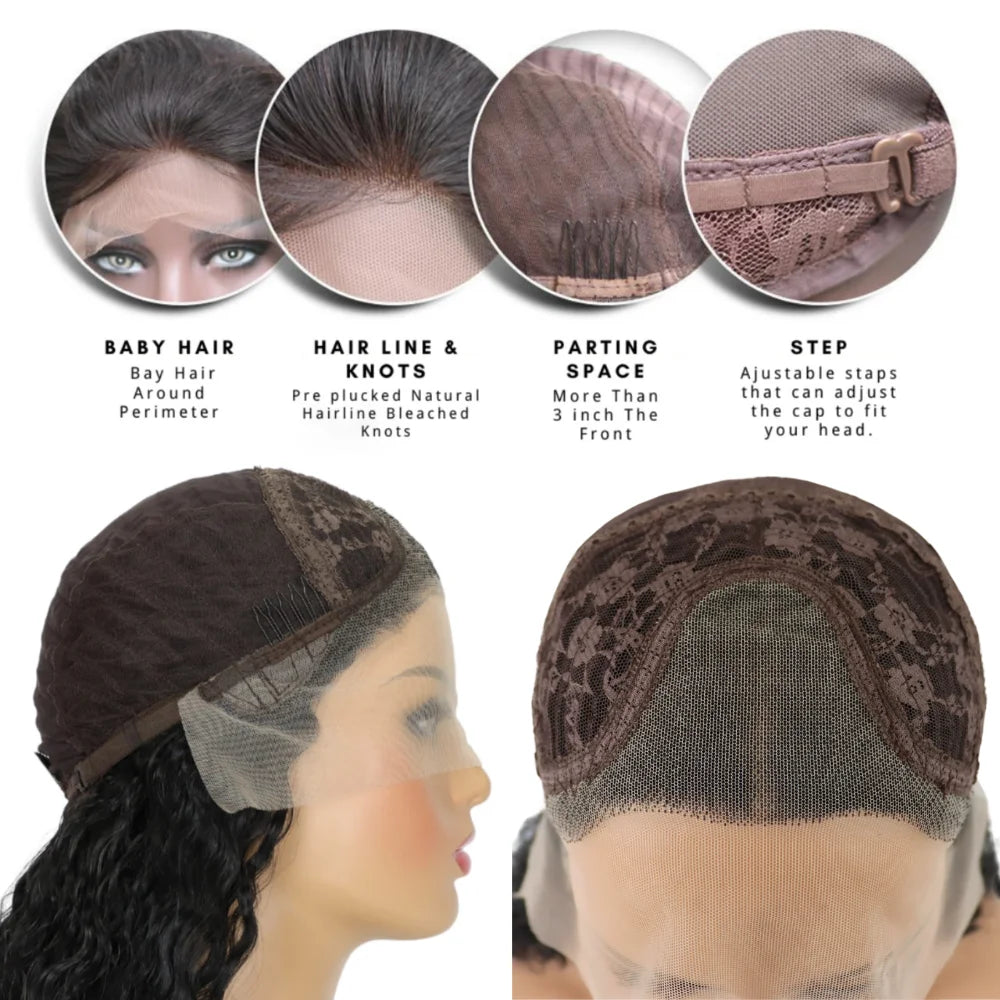 Deep Curly Short Bob Wig Heat-Resistant Glueless Synthetic Wig Deep Wave 13*3 Lace Front Wig Pre Plucked Natural Hairline