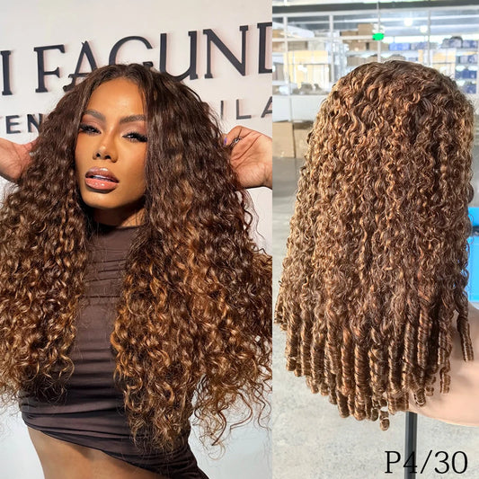 100% Burmese Curly Human Hair Wig With Sprial Curly Ends 5x5 Glueless Lace Closure Wigs Pre Plucked 300% Density Wear and Go Wig