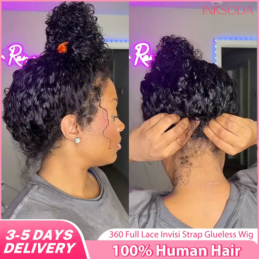 360 Full Lace Wig Human Hair Pre Plucked Deep Wave Frontal Wig Natural Hairline HD Lace Wigs 30 40 Inch Curly Human Hair Wigs