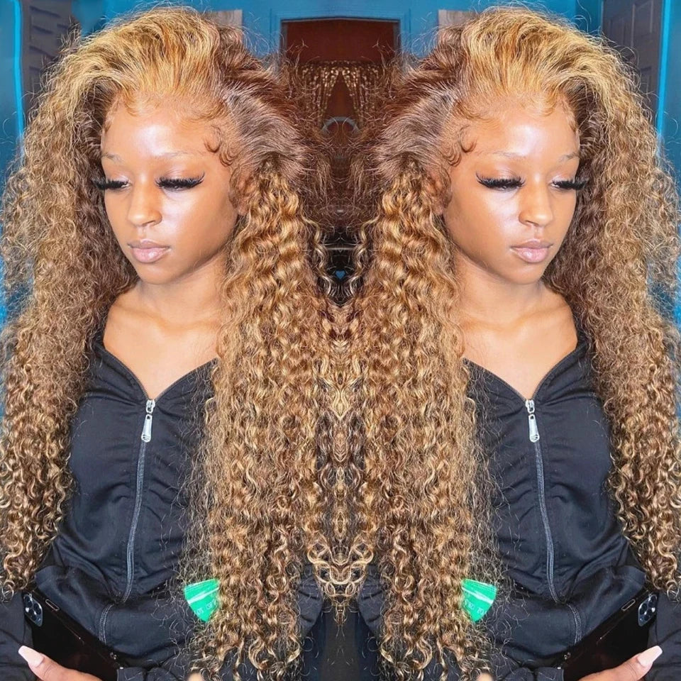 Deep Wave 4/27 Honey Blonde 30 40 Inch Lace Front Wig Human Hair Hd Lace Frontal Wig 13x4 13x6 Wig Humain Hair Wigs For Women