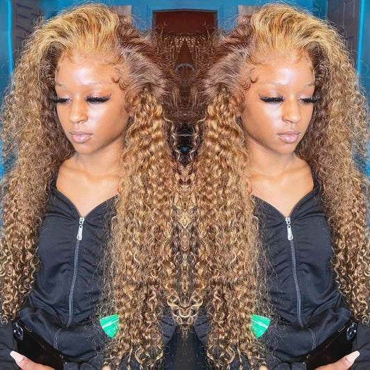 Deep Wave 4/27 Honey Blonde 30 40 Inch Lace Front Wig Human Hair Hd Lace Frontal Wig 13x4 13x6 Wig Humain Hair Wigs For Women