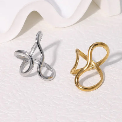Irregular Stainless Steel Gold Color Rings for Women Men Colorfast Popular Party Personalized Exaggerated Charms Jewelry Gifts