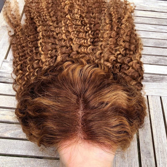 Deep Wave Frontal Wig HD Highlight Wig Human Hair Transparent 13x6 Honey Blonde Lace Front Wigs For Women Curly Human Hair Wig