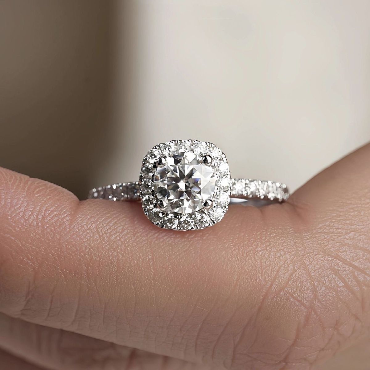 Womens Sparkling Diamond Square Candy Open Ring