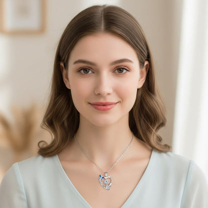 Butterfly Heart Diamond-Encrusted Necklace For Women
