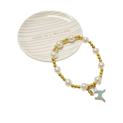 Pearl, Luxe-Looking Beaded Elk Pendant Bracelet