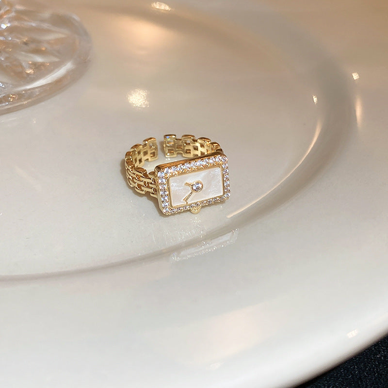 Niche High-end Minimalist Zircon Geometric Open Ring