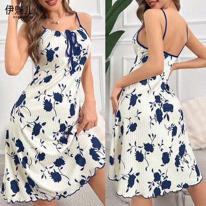 Women's Printed Camisole Loungewear Casual Nightgown