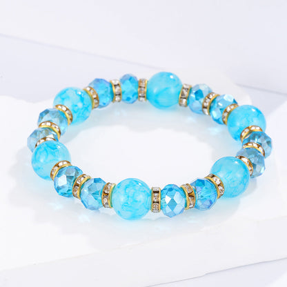 Colorful Glass Bead Crystal Beaded Bracelet